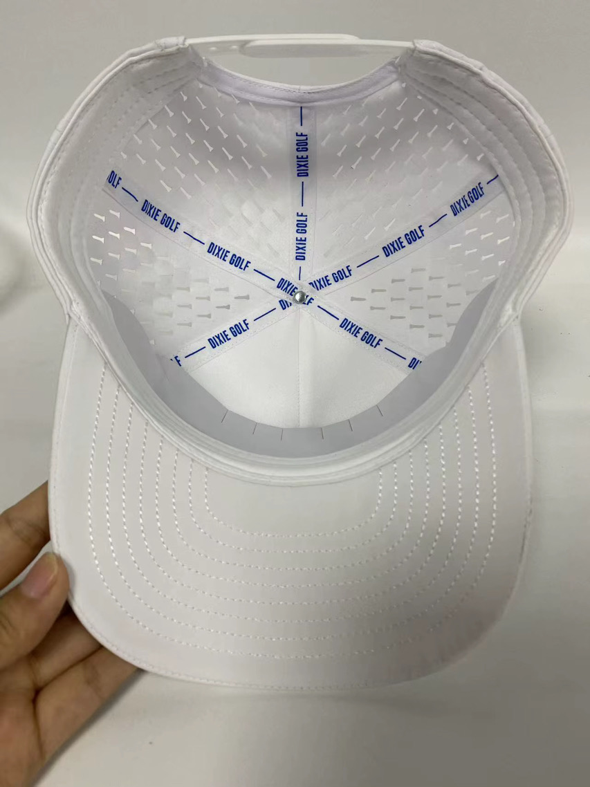 Inside of a cap with custom Dixie Golf branded taping